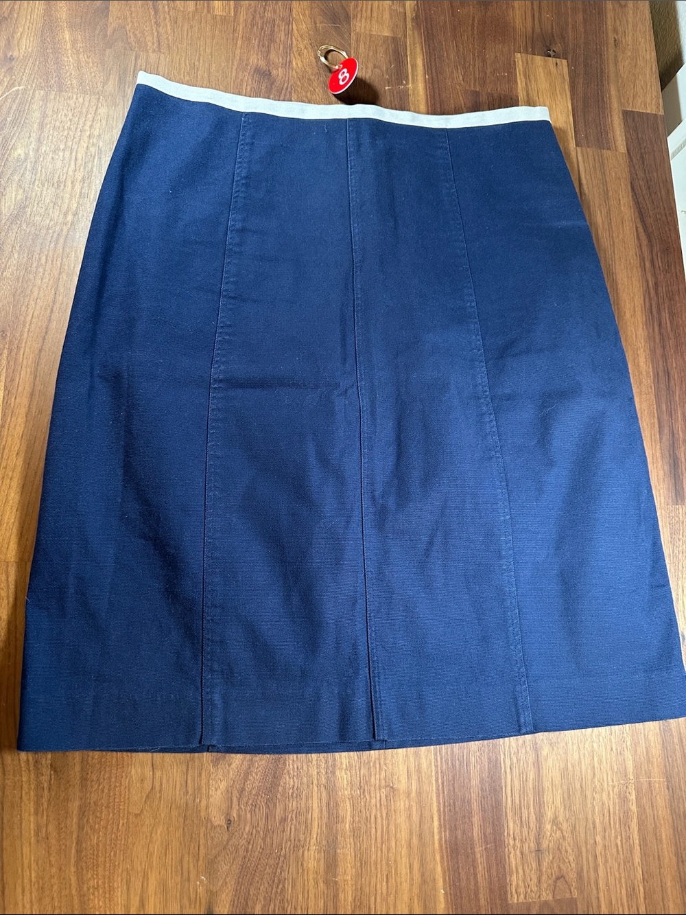 DownEast Navy A-Line Skirt Size M Contrast Waistband Classic Workwear